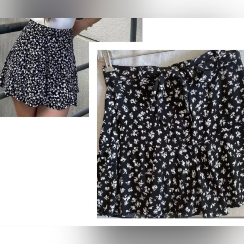 Zara floral mini skirt with shorts skort